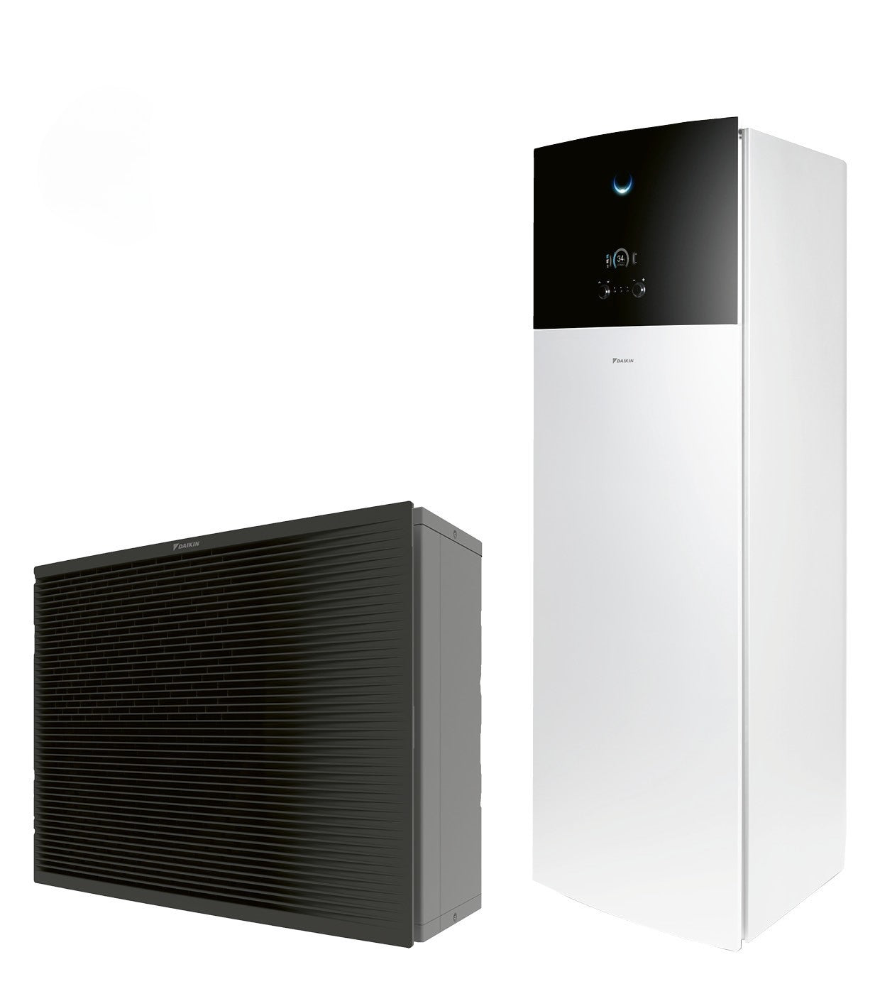 Daikin Altherma 3 Top grade med integrerad tank samt utomhusdel.