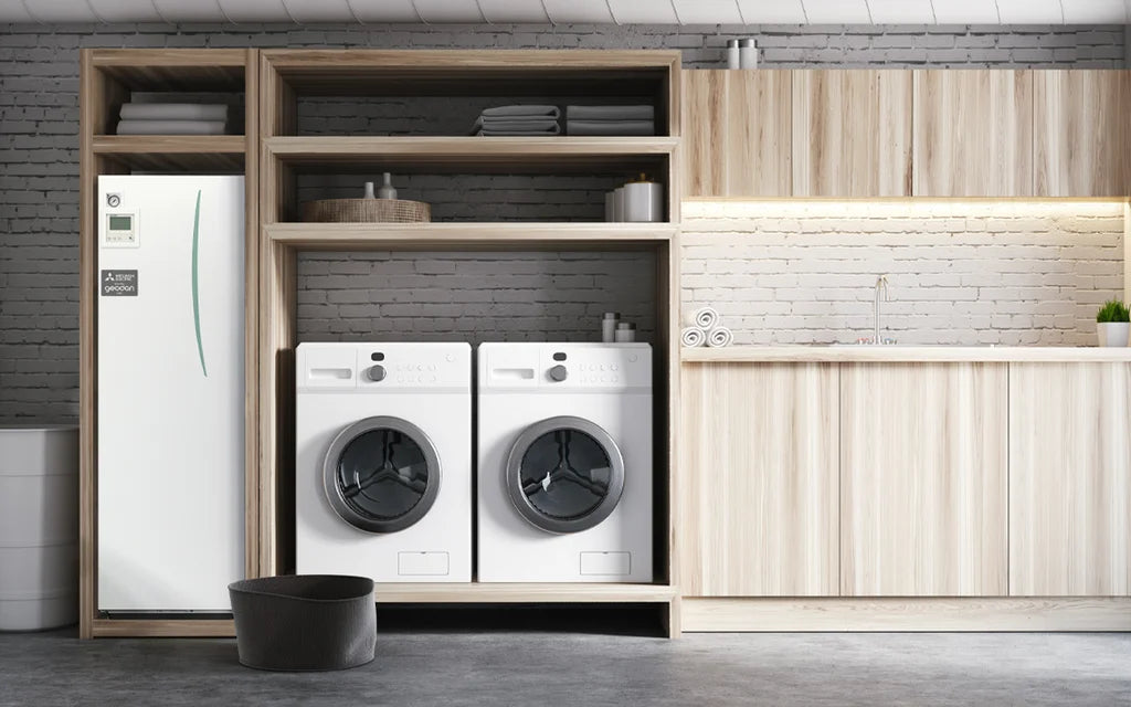 Mitsubishi Geodan bergvärmepump installation i villa.