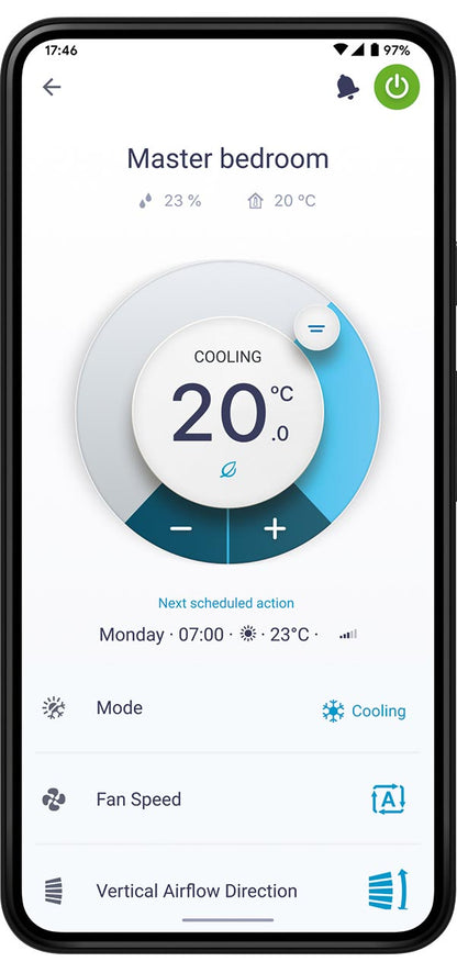 Smart Wi-Fi-styrning via Daikin Onecta appen.