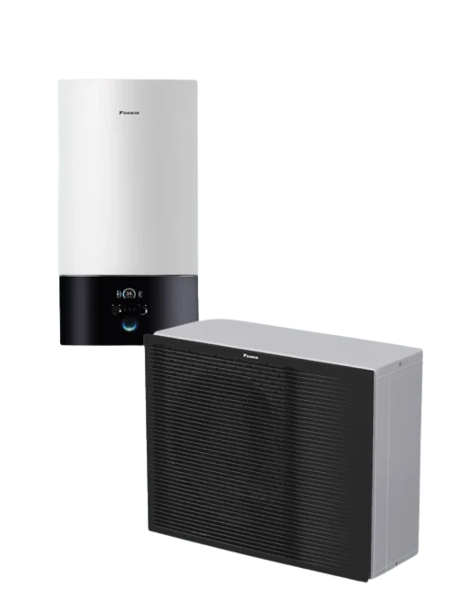 Daikin Altherma Top Grade R Väggmonterad utan integrerad tank med utomhusenhet.