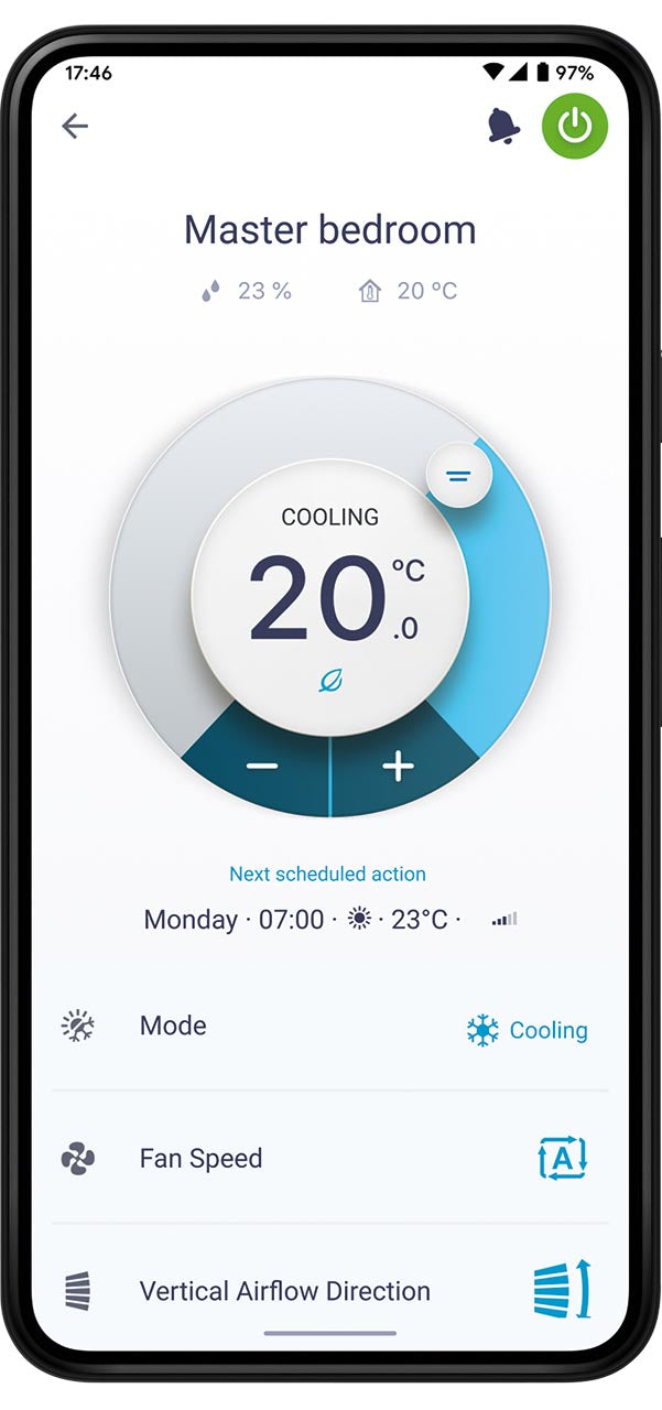 Smart styrning via Daikin Onecta-app.