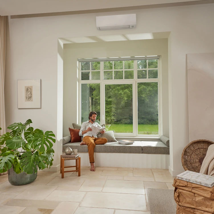 Daikin Perfera luftvärmepump inomhusenhet installation villa.